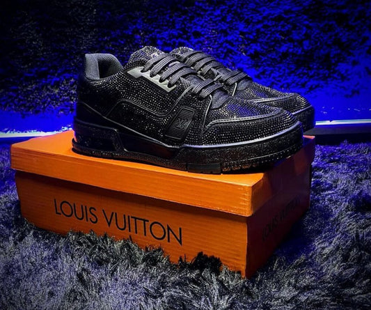 Louis Vuitton Trainer Triple Black Crystals